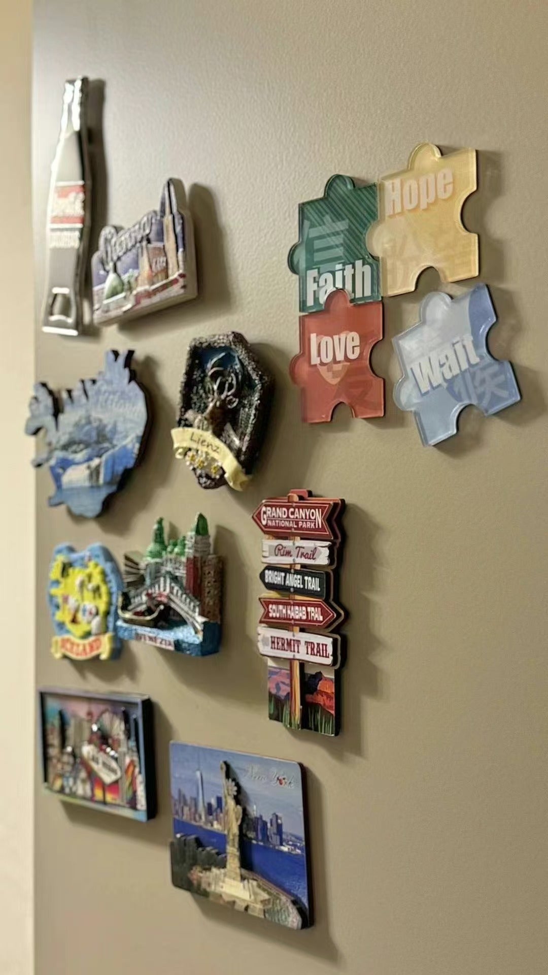 Fridge magnets set - Faith, Hope, Love, Wait